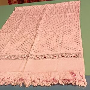 Vintage Pink Scarf with Fringe